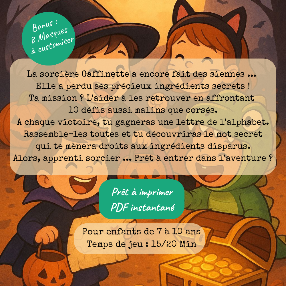 Chasse au trésor Halloween pour Enfants 7-10 ans clé en main.