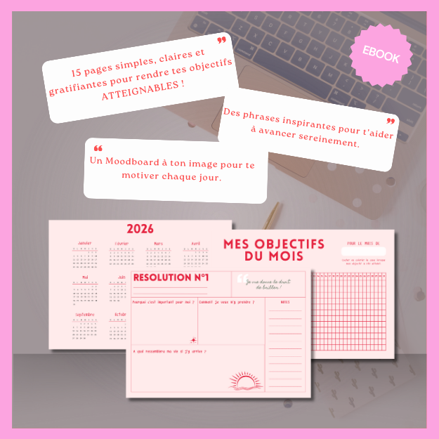 Planner “Résolutions 2026” – Une méthode simple pour tenir tes objectifs.