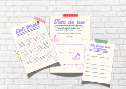 Lot de 3 jeux de rue EVJF modifiables et prêts à imprimer !