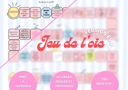 Plateau de jeu 40 cases pour EVJF fun et original ! Prêt à imprimer et à jouer (très peu de cases répétitives)